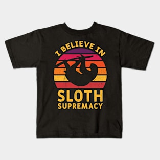 I Believe in Sloth Supremacy - Retro Sloth Kids T-Shirt